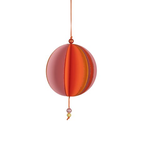 Rosa/orange/gul pappersboll med pärlor 12 cm.